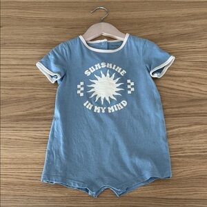 Blue Romper with Sunshine Graphic